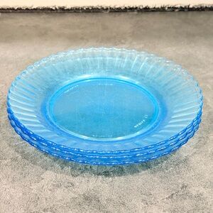 Set of 3 Bright UV Reactive Blue Glass Plates 6.75”